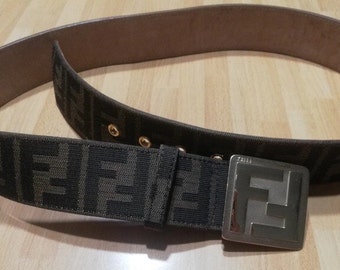 Brown and black FENDI unisex belt - Italian designer belt - Fashion accessories - Belt for her - Belt for him - Vintage Fendi Italy
