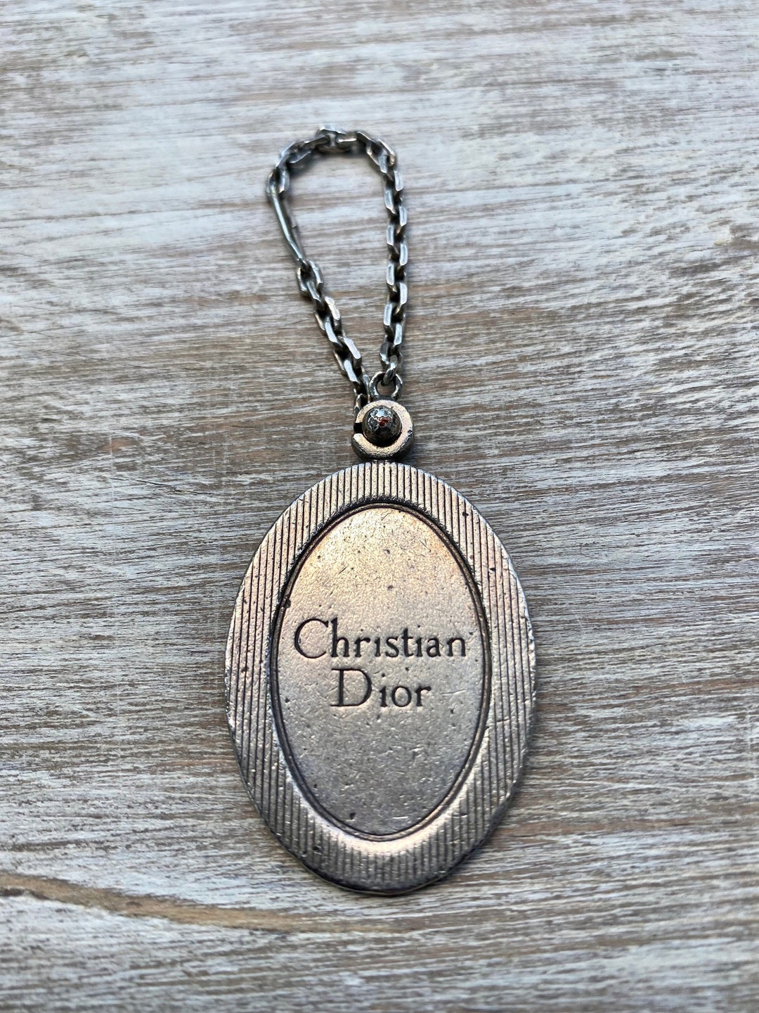 Christian DIOR Vintage Keychain - Dior Silver Tone Metal Keychain