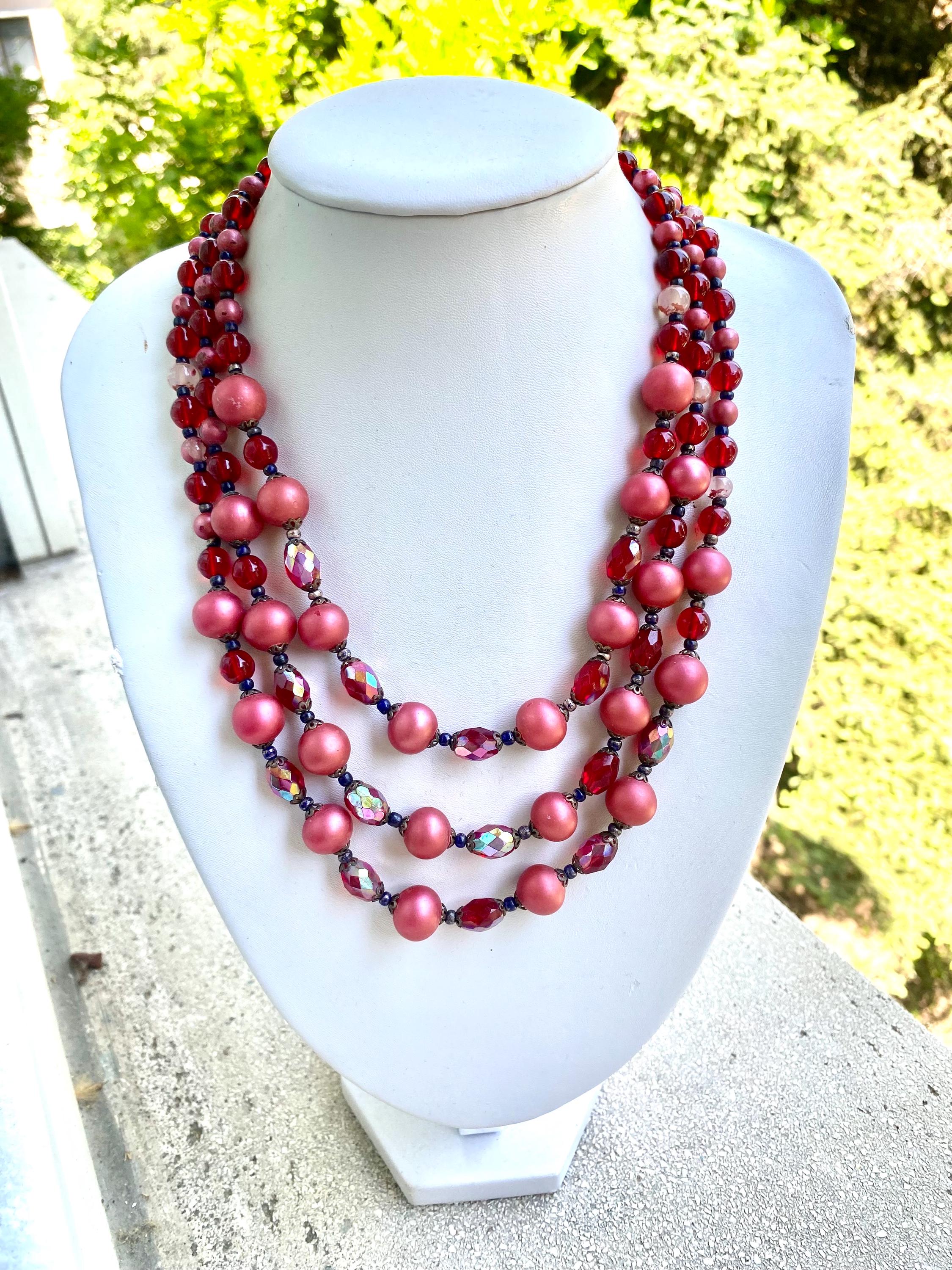Collier Vintage Années 50/60 En Perles De Verre Murano - 9 Perles - Occasion