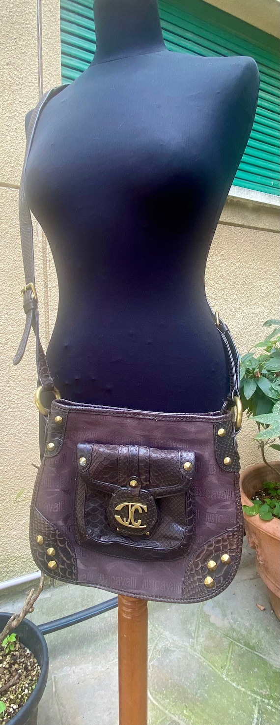 AUTH. Borsa JUST CAVALLI Unisex - Tracolla Cavalli - Cavalli monogram tessuto  - Cavalli tracolla vintage - Borsello uomo vintage Italy