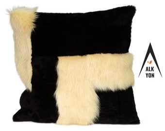 チョコレート色のシープスキンクッションカバー - Etsy 日本