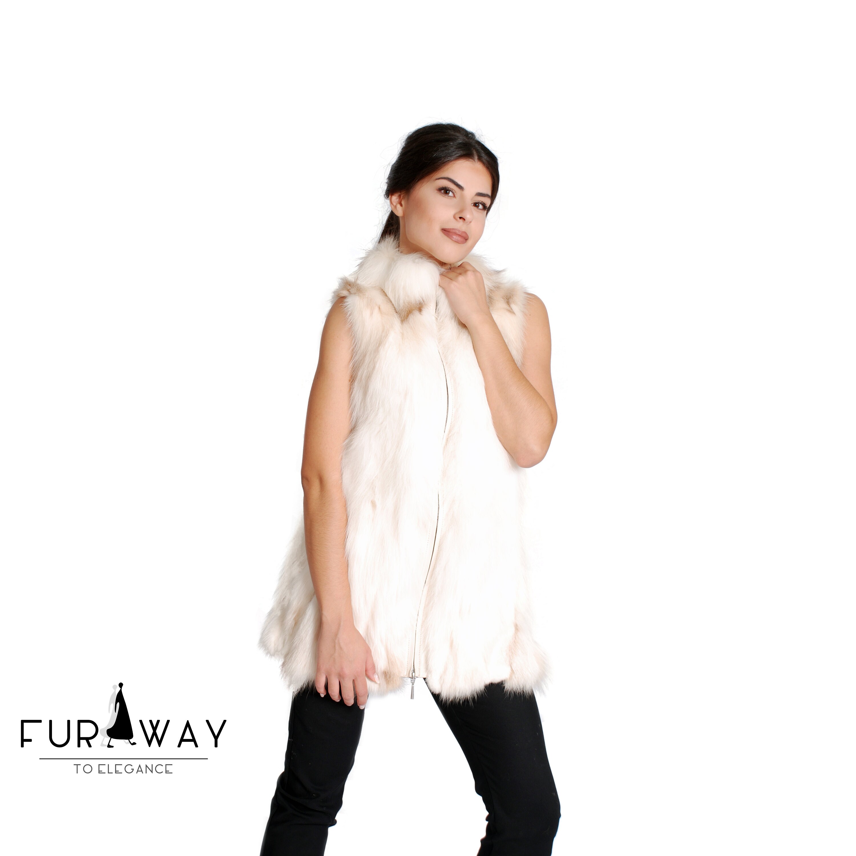 Fur Vest in Ivory Colour PHYLIS VEST 
