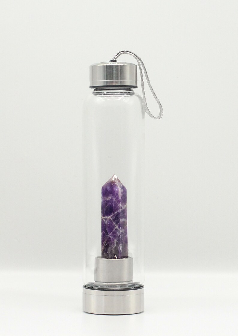 Crystal Water Bottle Removable Natural Crystal Quartz Glass Etsy