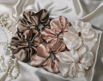 Women\u2019s Scrunchies XL Scrunchy Silk Chiffon Scrunchies Gift for Her Bogolan Scrunchy Ponytail Scrunchy HairTie Silk Scrunchy