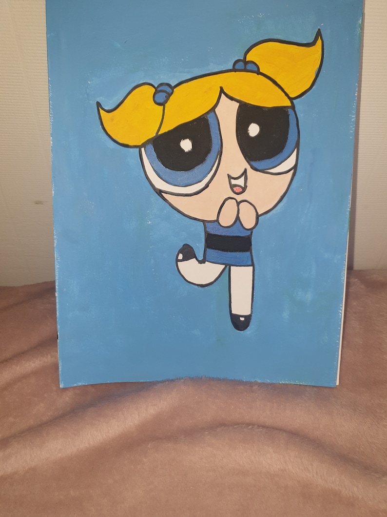 Set of 3 Power Puff Girls Acrylic Painting on Canvas Etsy