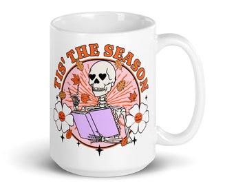 Tis The Season Coffee Mug | Bookish Fall Mug | Book Lover Halloween Coffee Cup | Teacher Book Fall Coffee Mug | Bookish Merch Halloween Mug