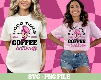 Boeken & Koffie PNG | Leesgrage SVG | Sublimatiebestanden voor boeklezers | Trendy overhemdontwerpen PNG | Koffie-svg | Boek sublimatie png | Spookachtige png