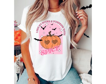 Gruselig würziges Buch Shirt | Bücher & Kürbis Gewürz Tshirt | Halloween Shirt | Gruselige Buchshirt | Halloween Buch Shirt | Büchertagramm Booktok