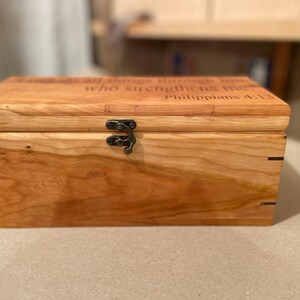 Handcrafted Cherry Keepsake Box with Black Walnut Inlay – Wooden Memory Box, Jewelry Storage, Gift for Him or Her, Handmade Wooden Box