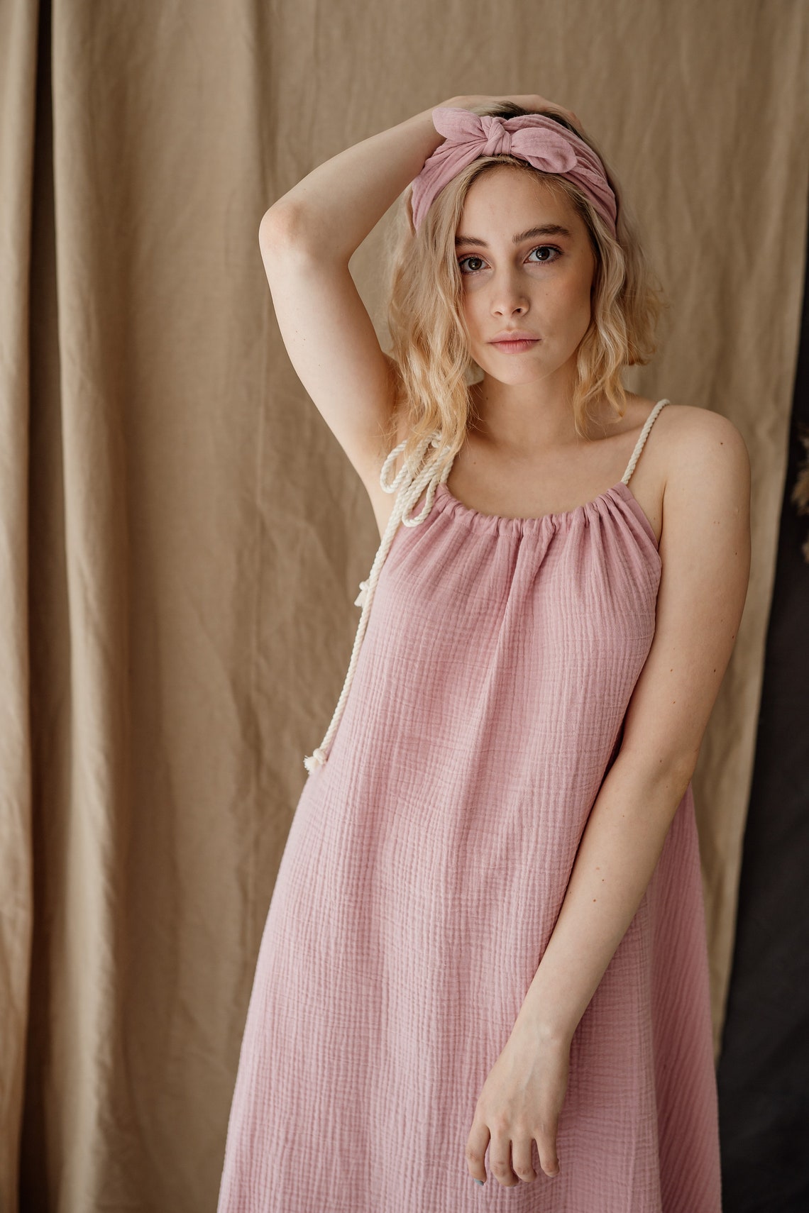 Natural muslin dress Summer beach dress Loose cotton dress Etsy