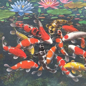 Koi Fish Original Watercolor Painting Zen Wall Art Home Décor