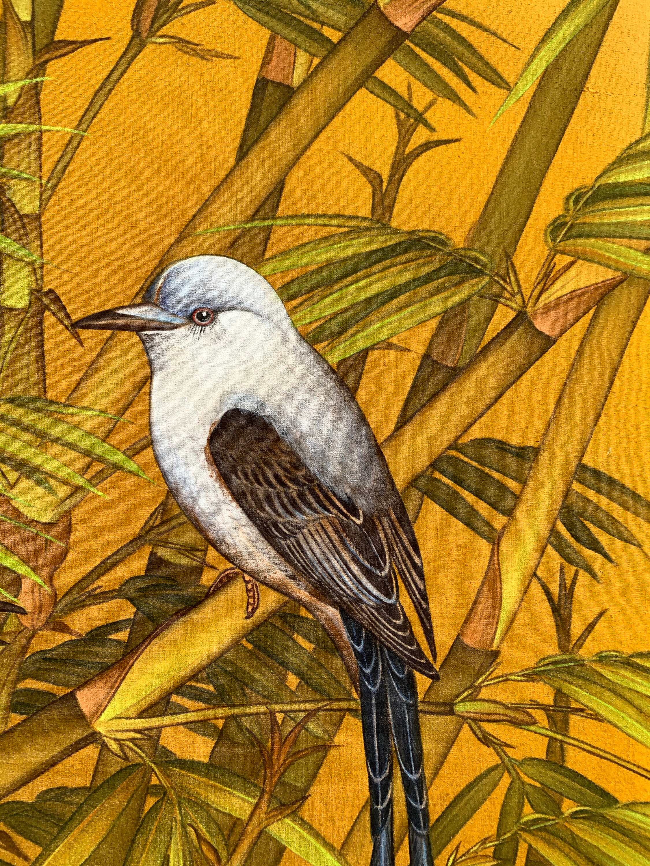 Two Birds in Bamboo Tree Painting Original Floral Painting Etsy