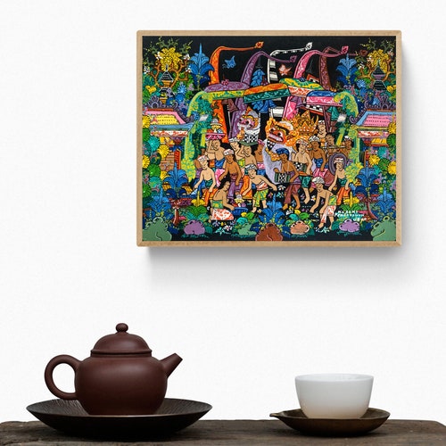Melasti Painting, Bali shops Painting, Original Oil Painting By founder Master Ketut Soki, Young Artist painting, Culture Painting
