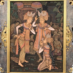 Original Painting, Legong Painting, Balinese Dancers, Bali Temple, Traditional Painting, Bali Painting image 2