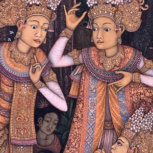 Original Painting, Legong Painting, Balinese Dancers, Bali Temple, Traditional Painting, Bali Painting image 7