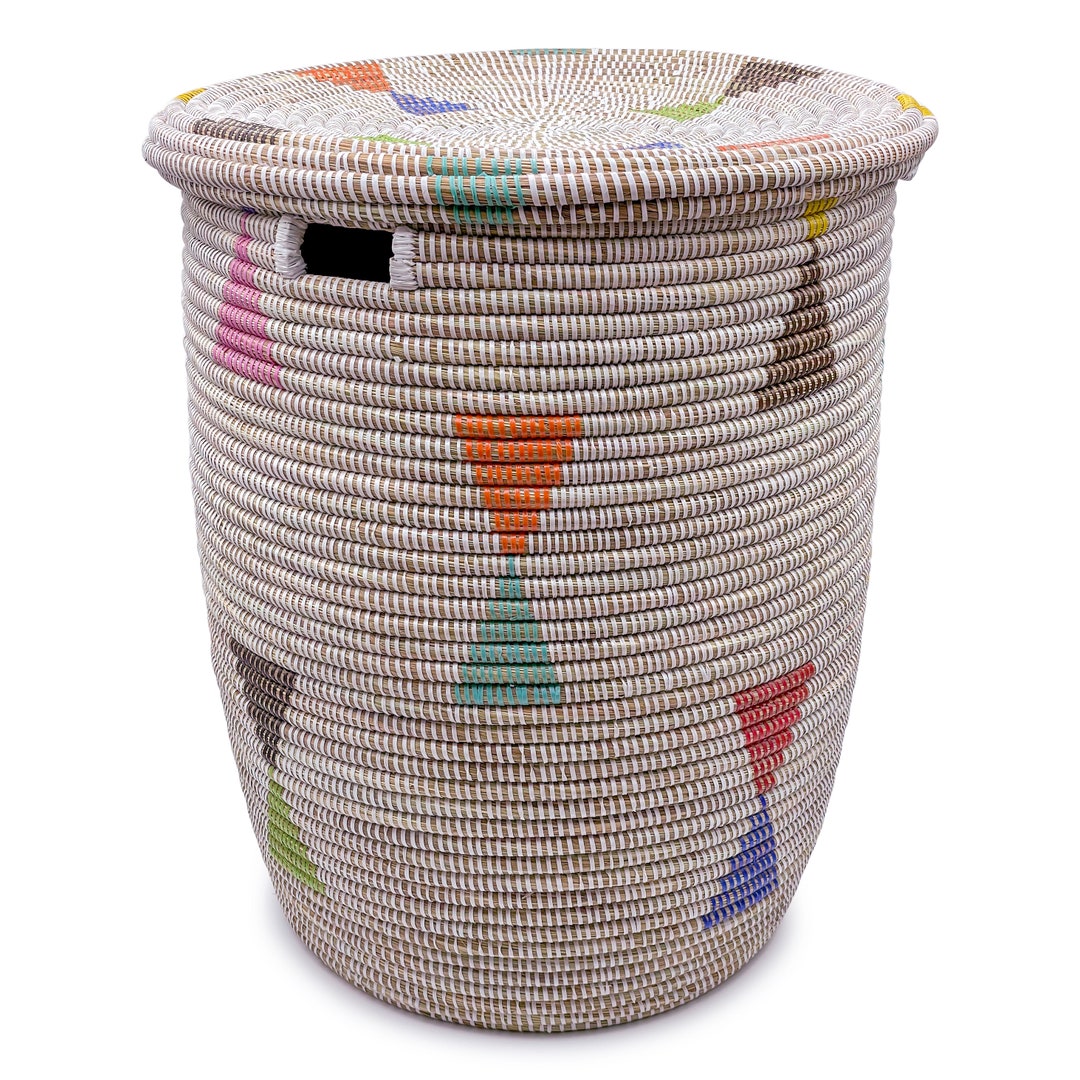 Large African Storage Baskets Basket With Lids Flat Lidded Etsy