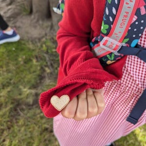 Iron-on heart button - heart patch for starting school - heart button to ease anxiety - starting school worry - heart iron-on patch