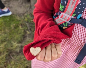 Iron-on heart button - heart patch for starting school - heart button to ease anxiety - starting school worry - heart iron-on patch