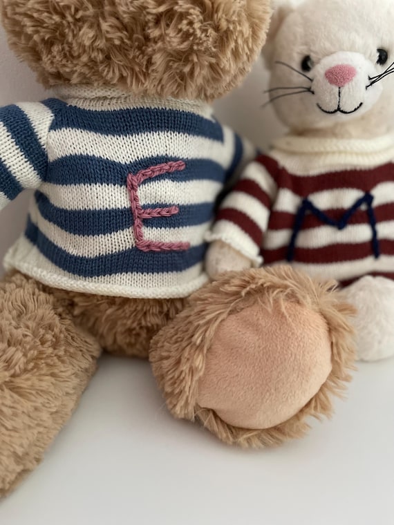 Teddy bear jumper - soft toy jumper - personalised jumper - hand-stitched jumper for teddies