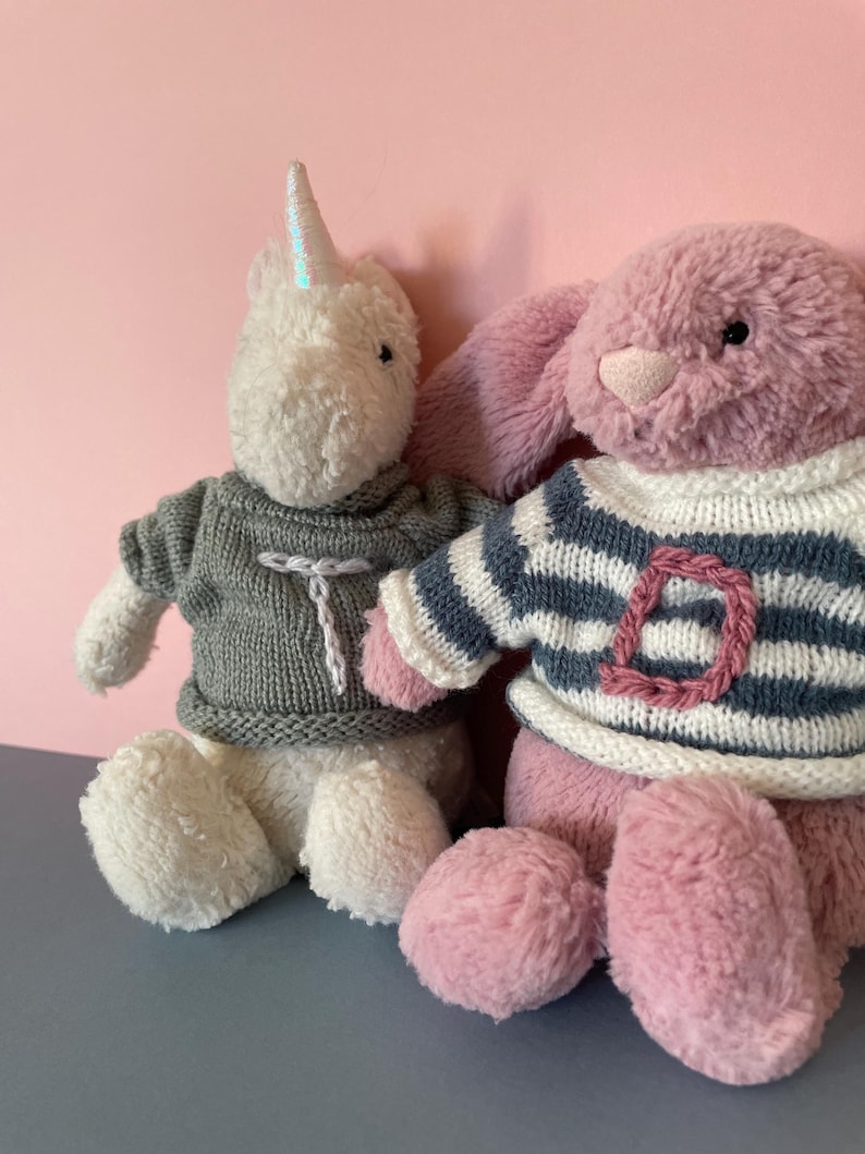 Teddy bear jumper - soft toy jumper - personalised jumper - hand-stitched jumper for teddies image 2