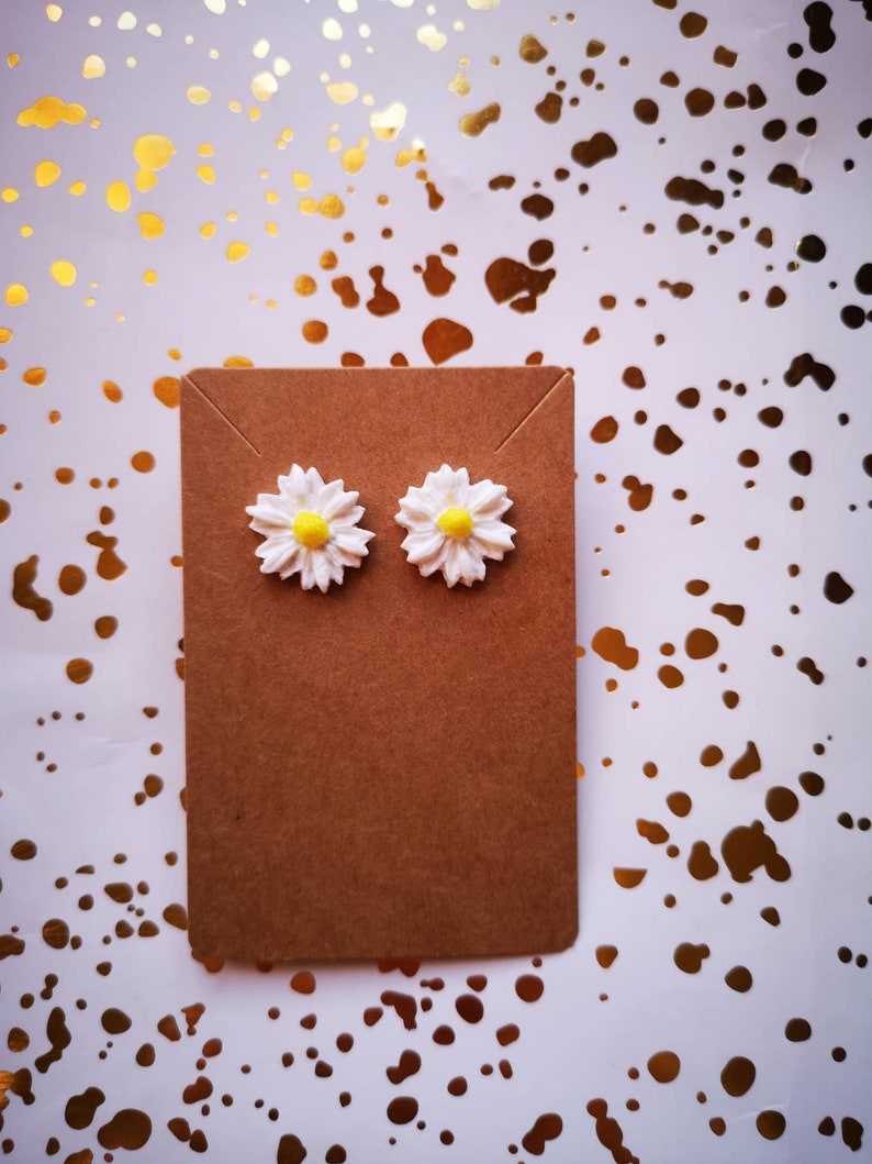 Stainless steel Daisy Polymer Clay Earrings