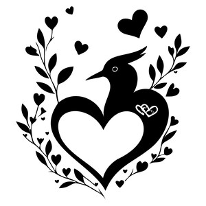 Love Bird coeur PSD - contour coeur coupe fichier - coeur Clipart - forme de coeur PSD - téléchargement numérique - Cricut - Silhouette coupe fichier - Clip Art