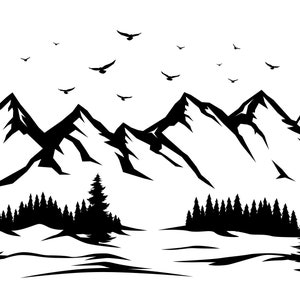 Berge SVG, Datei für Cricut, für Silhouette, Schnittdateien, Waldlandschaft SVG - Berg Clipart - Kiefernbaum SVG, SVG-Dateien