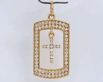 Colgante de cruz de moissanita en plata de ley 925 para mujer, collar con dijes chapados en oro de 14 quilates y micras, dijes delicados, dijes de plata, joyería
