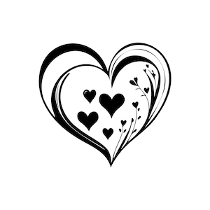 Lot de Svg coeur, Svg coeur, coeur dessiné à la main, Svg coeur ouvert, Doodle coeur Svg, croquis coeur Svg, amour Svg, Saint-Valentin Svg, Cricut, Png, Dxf