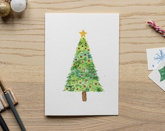 Watercolor Christmas Tree Card with Envelope, 5x7