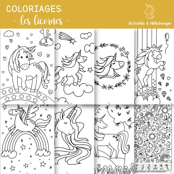 Coloriages Licornes, activités pour enfants, coloriage à imprimer