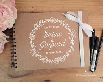 Personalized kraft wedding guest book | Boho wedding memory album | Rustic country guest book | Wedding favor for guests