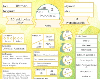 Colorful D&D Character Sheet Template