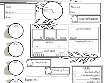 Dnd Character Sheet Printable Dnd 5e Character Sheet PDF - Etsy