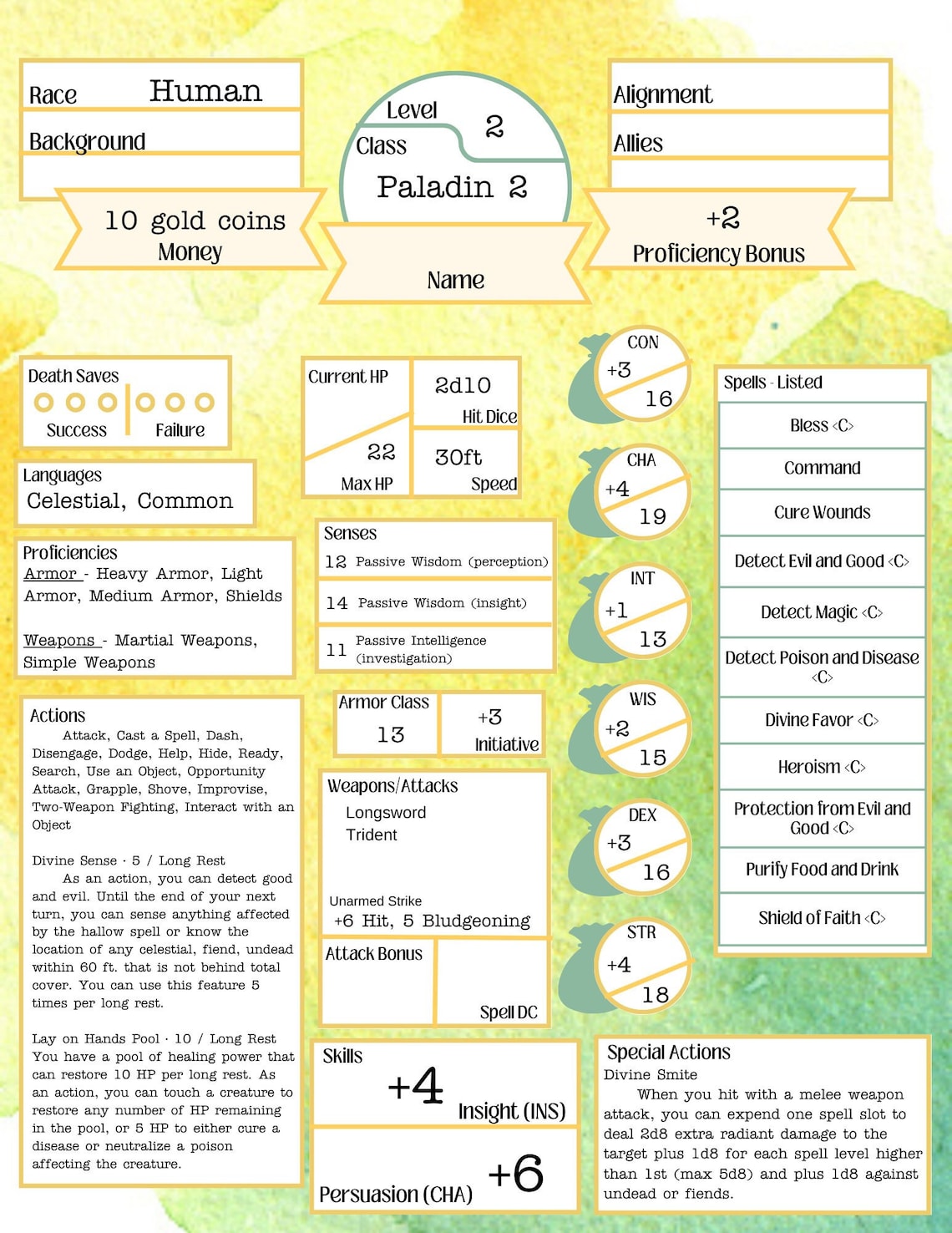 Colorful D D Character Sheet Template Etsy Colorful D D Character Sheet Template Etsy