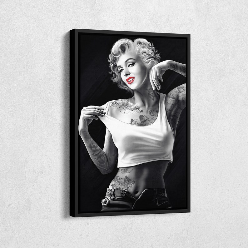 Marilyn Monroe Tattoo Art Poster Model Actress Wall Art Home Decor Hand Made Poster Canvas Print 