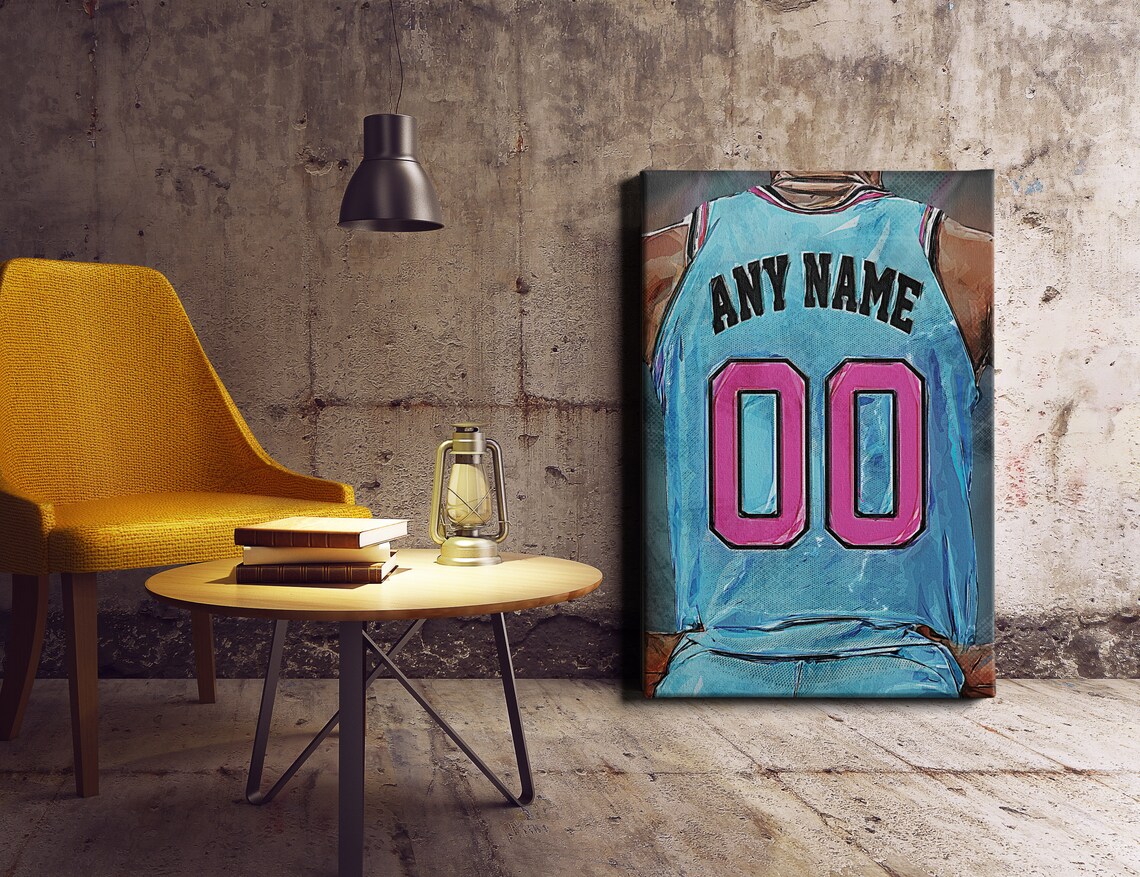 Miami Heat Personalized Jersey Canvas Wall Art Home Decor Etsy