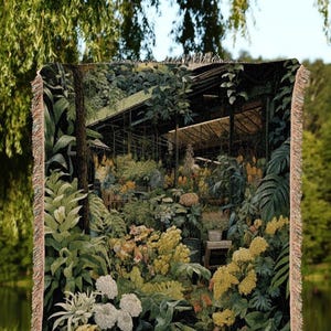 Maximalist Botanical Blanket | Nature Blanket Woven Tapestry Botanical Fairy Grunge Room Decor Fairycore Art Cottagecore Blanket Botanical |