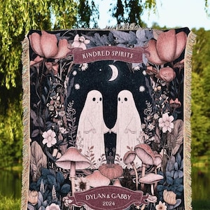 Mystic Spirit Couple Woven Tapestry | Celestial Anniversary Gift Personalized Mr & Mrs Custom Ghost Lover Gothic Kindred Spirits Keepsake