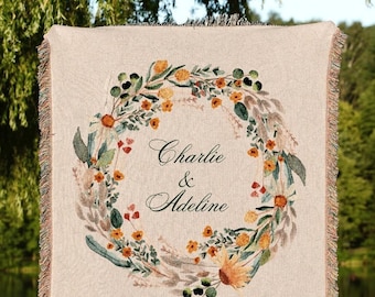Bride And Groom Gift Custom | Personalized Last Name Gift Blanket Boho Wedding Monogram Couple Keepsake Blanket Anniversary His And Hers |
