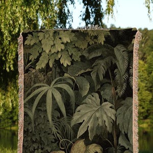 Mystic Forest Woven Blanket | Nature Inspired Blanket Woven Tapestry Botanical Fairy Grunge Room Decor Crowcore Art Cottagecore Room Decor |