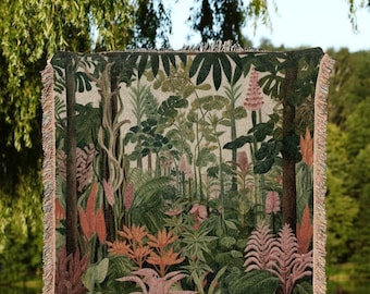 Modern Botanicals Floral Blanket | Nature Blanket Tapestry Botanical Fairy Grunge Room Decor Fairycore Floral Cottagecore Blanket Botanical