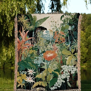 Woodland Wildflower Blanket | Nature Blanket Tapestry Botanical Fairy Grunge Room Decor Fairycore Floral Cottagecore Blanket Botanical Throw