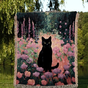 Black Cat Pfp Meme Funny Tapestry Large Fabric Wall Tapestry