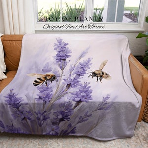 Pastel Purple Room Decor Bee Tapestry Blanket Woven | Bumblebee Aesthetic Woven Throw Blanket | Bee Blanket Boho Honeybee Decor Lavender |