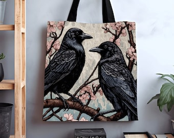 Witchy Everyday Crowcore Bag | Morris Inspired Raven Tote Bag Crow Core Satchel Pastel Gothic Tapestry Tote Woven Victorian Fairycore Boho |