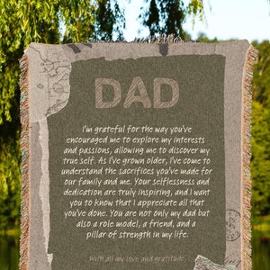 Letter to Dad Sentimental Custom Gift | Thoughtful Father's Day Personalized Woven Throw Meaningful Papa Custom Gift for Grandpa I Love You