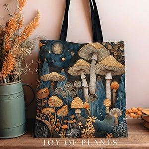 Maximalist Mushroom Aesthetic Bag | Ethereal Gift for Witch Fairy Mystical Bag Woven Dark Cottagecore Satchel Mycology Gift for Forager