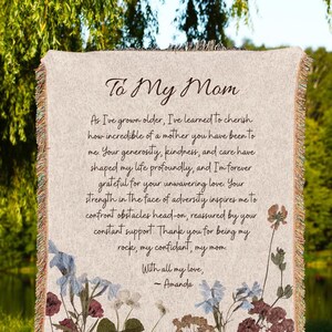 Floral Gift for Mom Custom Letter Blanket | Personalized Handwriting Blanket Custom Sentimental Gift for Grandma Meaningful Custom Throw |