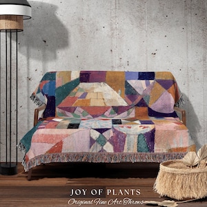 Colorful Blanket Abstract Wall Art | Modern Art Throw Blanket | Brutalist Decor Boho Woven Tapestry | Bauhaus Wall Art | Modern Art Gifts | image 1